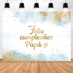 Lofaris Feliz Cumpleanos Papa Blue Glitter Birthday Backdrop