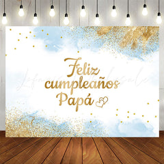 Lofaris Feliz Cumpleanos Papa Blue Glitter Birthday Backdrop