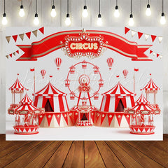 Lofaris Ferris Wheel Carousel Red Circus Birthday Backdrop