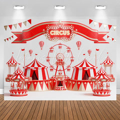 Lofaris Ferris Wheel Carousel Red Circus Birthday Backdrop