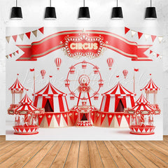 Lofaris Ferris Wheel Carousel Red Circus Birthday Backdrop