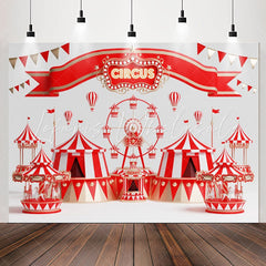 Lofaris Ferris Wheel Carousel Red Circus Birthday Backdrop