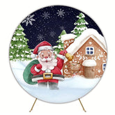 Festive Christmas Holiday Party Round Backdrop For Winter Celebration