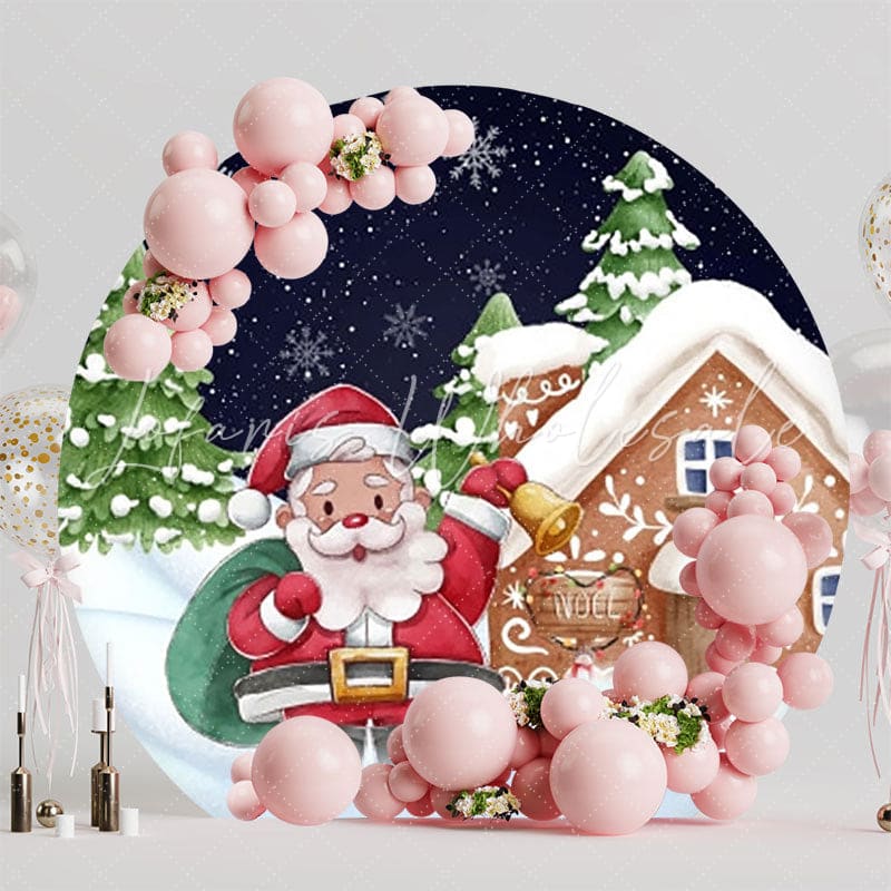 Festive Christmas Holiday Party Round Backdrop For Winter Celebration