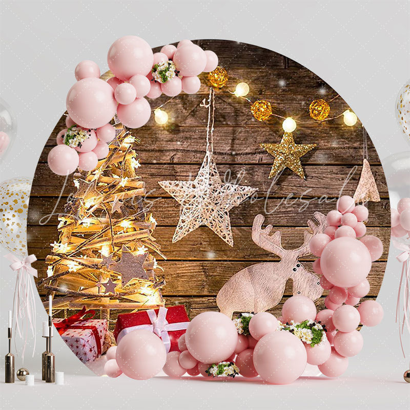 Festive Christmas Reindeer Round Backdrop for Holiday Parties