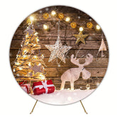 Festive Christmas Reindeer Round Backdrop for Holiday Parties