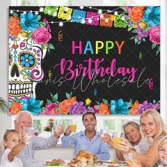 Lofaris Fiesta Day Of Death Flowers Happy Birthday Backdrop