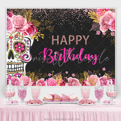 Lofaris Fiesta Day Of Death Themed Happy Birthday Backdrop