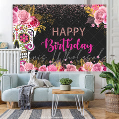 Lofaris Fiesta Day Of Death Themed Happy Birthday Backdrop