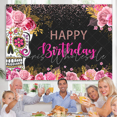 Lofaris Fiesta Day Of Death Themed Happy Birthday Backdrop