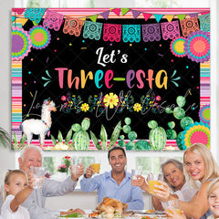 Lofaris Fiesta Lets Three Esta Colorful Birthday Backdrop