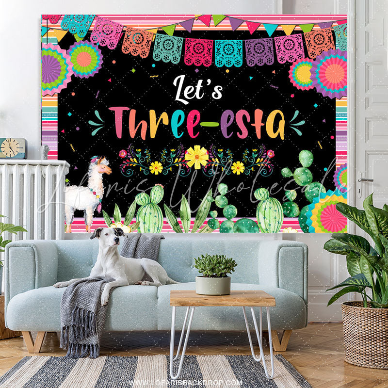 Lofaris Fiesta Lets Three Esta Colorful Birthday Backdrop