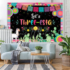 Lofaris Fiesta Lets Three Esta Colorful Birthday Backdrop