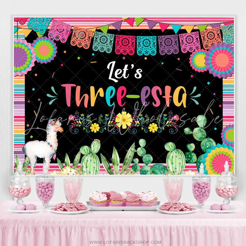 Lofaris Fiesta Lets Three Esta Colorful Birthday Backdrop