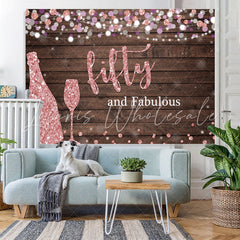 Lofaris Fifty and Fabulous Wooden Pink Boekh Birthday Backdrop