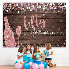 Lofaris Fifty and Fabulous Wooden Pink Boekh Birthday Backdrop