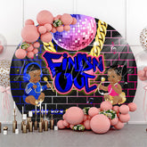 Lofaris Finish Out Graffiti Round Gender Reveal Backdrop