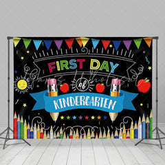 Lofaris First Day Kindergarten Black Back To School Backdrop