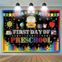 Lofaris First Day Of Preschool Black Back To School Backdrop