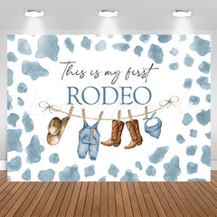 Lofaris First Redeo Blue Spot Western Style 1th Birthday Backdrop