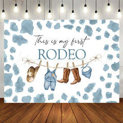 Lofaris First Redeo Blue Spot Western Style 1th Birthday Backdrop