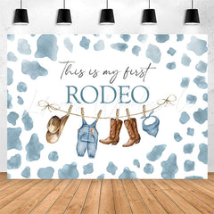 Lofaris First Redeo Blue Spot Western Style 1th Birthday Backdrop