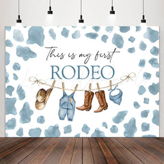 Lofaris First Redeo Blue Spot Western Style 1th Birthday Backdrop
