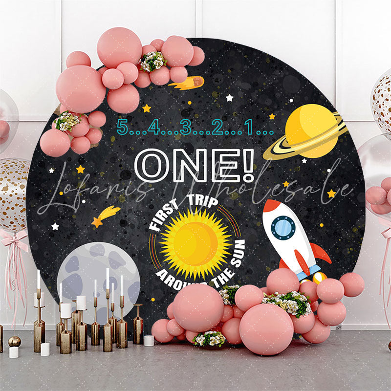 Lofaris First Trip About Sun Round 1st Birthday Backdrop