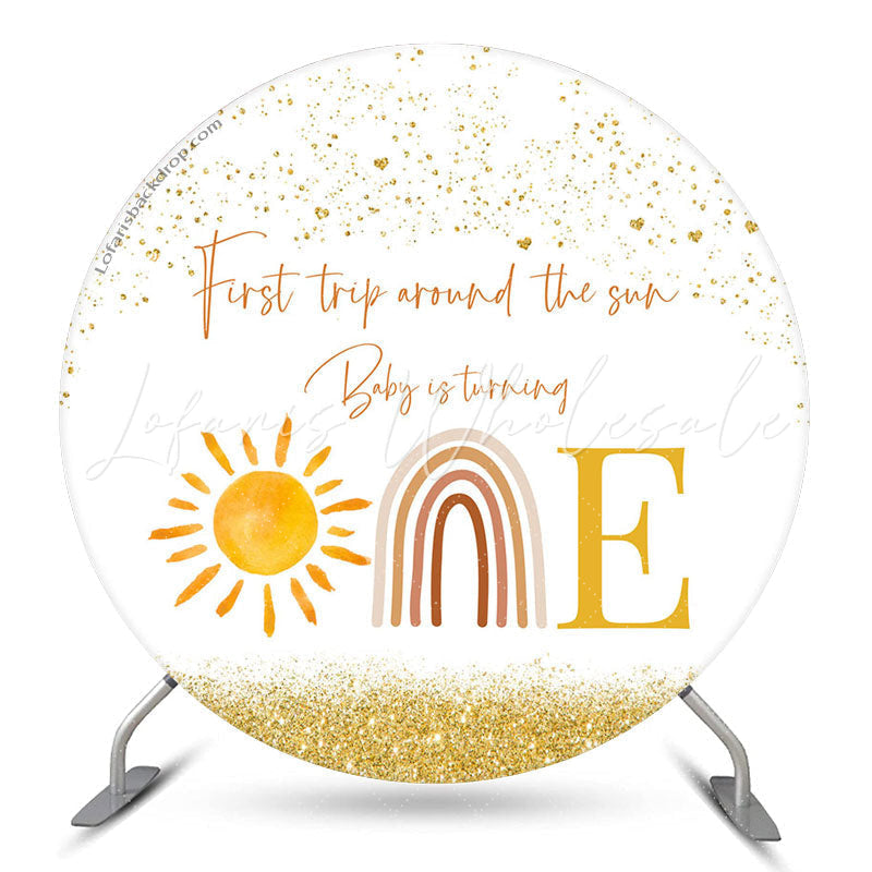 Lofaris First Trip Around Sun 1st Birthday Round Backdrop