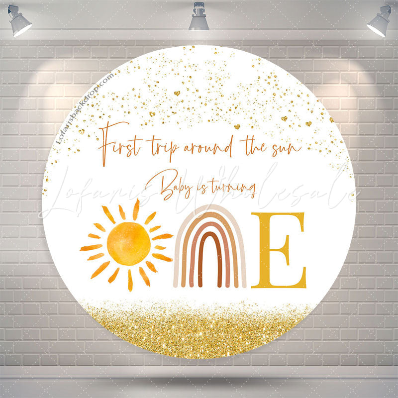 Lofaris First Trip Around Sun 1st Birthday Round Backdrop