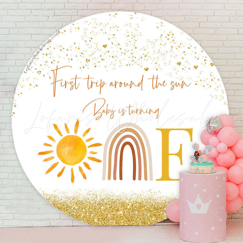Lofaris First Trip Around Sun 1st Birthday Round Backdrop