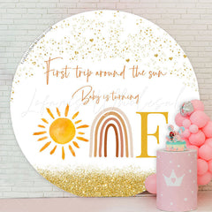 Lofaris First Trip Around Sun 1st Birthday Round Backdrop