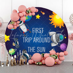 Lofaris First Trip Around Sun Planet Roboots Round Backdrop