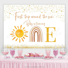 Lofaris First Trip Around The Sun Happy 1St Birthday Backdrop