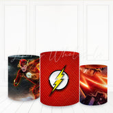 Lofaris Flah Superman Film Cake Table Cover Red Theme Pedestal