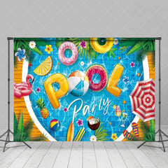 Flamingo Floral Plant Summer Birthday Pool Party Backdrop