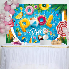 Flamingo Floral Plant Summer Birthday Pool Party Backdrop