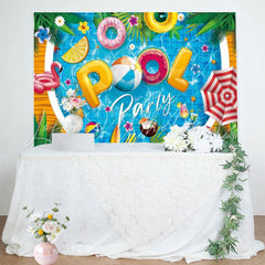 Flamingo Floral Plant Summer Birthday Pool Party Backdrop