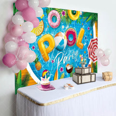 Flamingo Floral Plant Summer Birthday Pool Party Backdrop