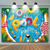 Flamingo Floral Plant Summer Birthday Pool Party Backdrop