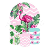 Flamingo Themed Round Backdrop and Cylinders Kit for Parties