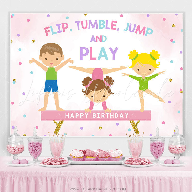 Lofaris Flip Tumble Jump And Play Spots Kids Birthday Backdrop