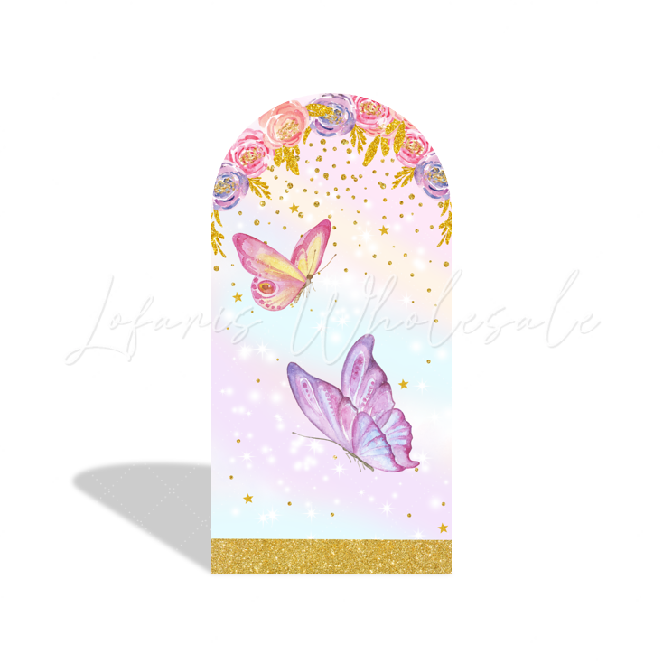 Flora Butterfly Happy Birthday Party Arch Backdrop Wall Cloth Cover