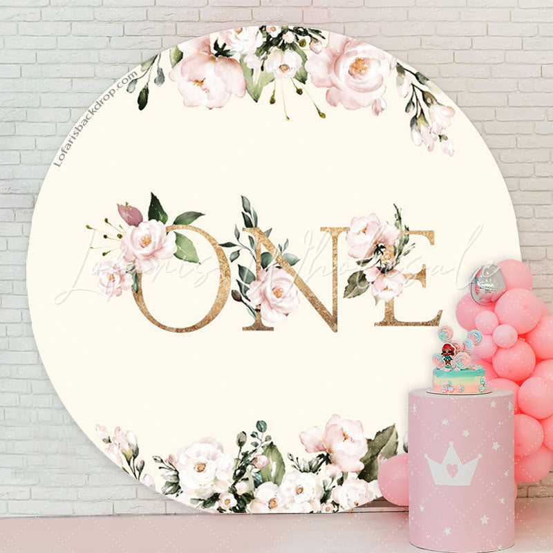 Lofaris Floral 1st Birthday Party Round Backdrop Cover