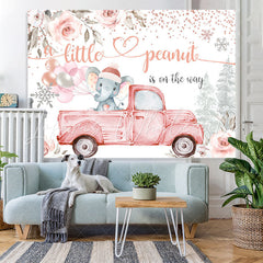 Lofaris Floral And Elephant On The Truck Baby Shower Backdrop