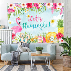 Lofaris Floral And Flamingo Lets Hamingle Birthday Backdrop