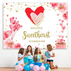 Lofaris Floral And Glitter Balloon Happy 1St Birthday Backdrop