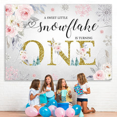 Lofaris Floral And Glitter Snowflakes 1St Birthday Backdrop