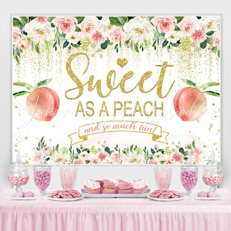 Lofaris Floral And Glitter Sweet Peach Baby Shower Backdrop