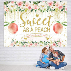 Lofaris Floral And Glitter Sweet Peach Baby Shower Backdrop